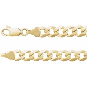 14K Yellow Gold Curb Chain, Length: 8 In, Width: 7 Mm
