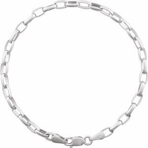 Sterling Silver Lobster Clasp Puffed Oval Cable Chain, Length: 7 In, Width: 3.9 Mm