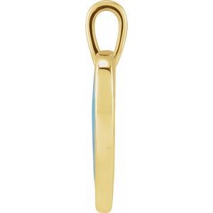 14K Yellow Gold 15.28 X 12.08 Mm Polished Light Turquoise Enamel Heart Pendant