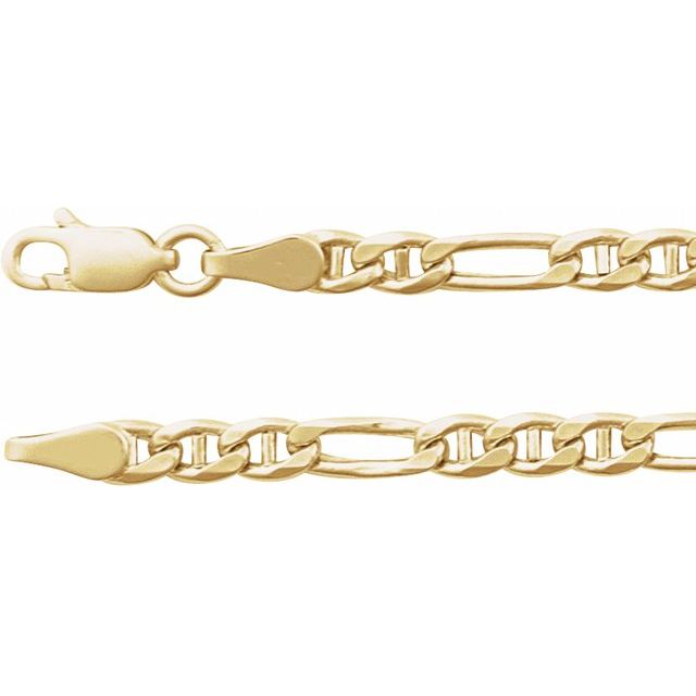 14K Yellow Gold Anchor 3.95 Mm Lobster Clasp Polished Hollow Anchor Chain