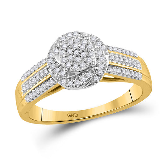 10K Yellow Gold Womens Round Diamond Cluster Ring 1/4 Cttw, Womens Size: 5-10
