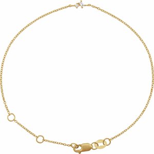 14K Yellow Gold Straight Baguette 8.77 X 3.71 Mm Si2-Si3, G-H Polished 2.25 X 1.25 Mm .04 Ctw Natural Diamond Two-Stone 7" Link Bracelet