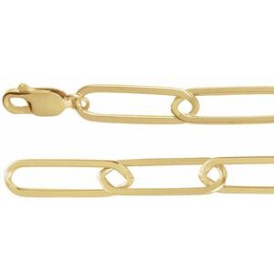 14K Yellow Gold Or Gold Filled Or Sterling Silver Lobster Clasp Paperclip-Style Chain, Width: 6.2 Mm