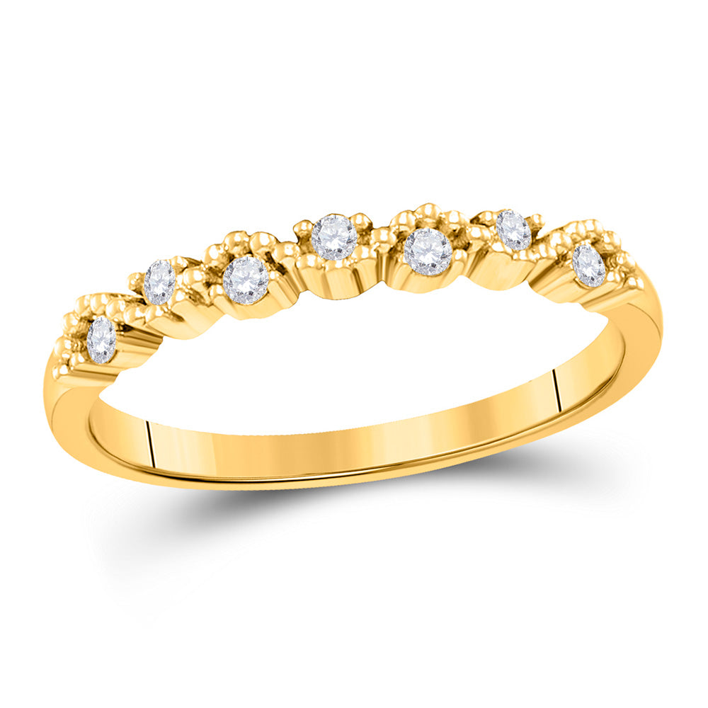 10K Yellow Gold Womens Round Diamond Stackable Band Ring 1/8 Cttw, Womens Size: 5-10