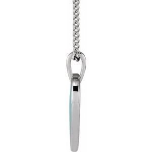 14K White Gold 15.28 X 12.08 Mm 18 In Polished Light Turquoise Enamel Heart Pendant Necklace