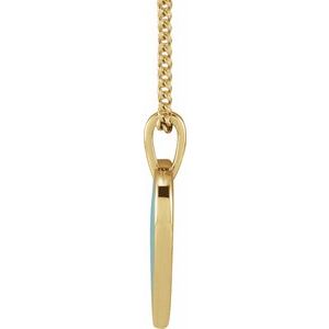 14K Yellow Gold 15.28 X 12.08 Mm 18 In Polished Light Turquoise Enamel Heart Pendant Necklace