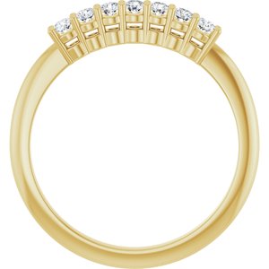 14K Yellow Gold Round 2 Mm Polished 1/5 Ctw Lab-Grown Diamond 7-Stone Anniversary Band Size 7
