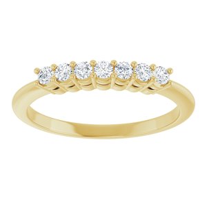 14K Yellow Gold Round 2 Mm Polished 1/5 Ctw Lab-Grown Diamond 7-Stone Anniversary Band Size 7
