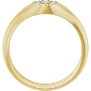 14K Yellow Gold Round 1.2 Mm 1/8 Ctw Natural Diamond Pave Signet Ring Size 7