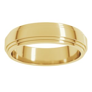 14K Yellow Gold 5 Mm Flat Double Stepped Edge Band Size 11