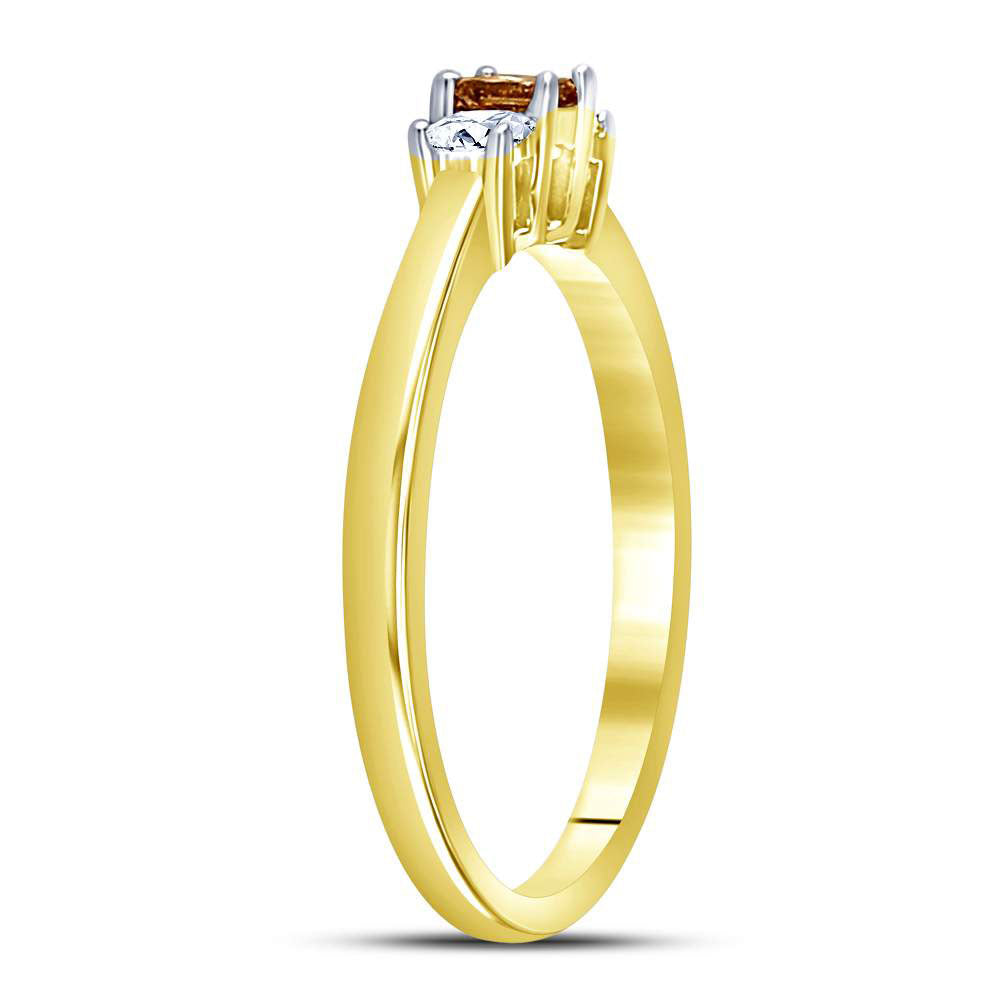 14K Yellow Gold Princess Brown Diamond 3-stone Bridal Wedding Engagement Ring 1/4 Cttw, Womens Size: 5-10