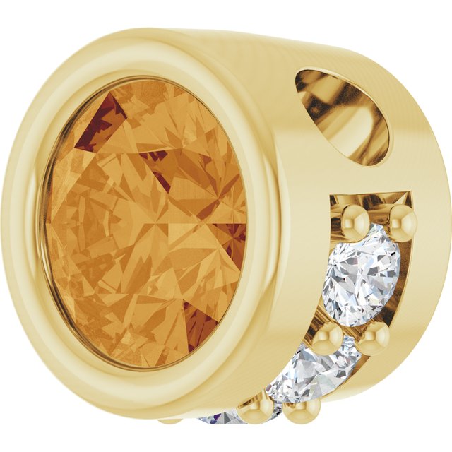14K Yellow Gold Round 4Mm I1, G-H Polished Natural Gemstone And .07 Ctw Natural Diamond Pendant