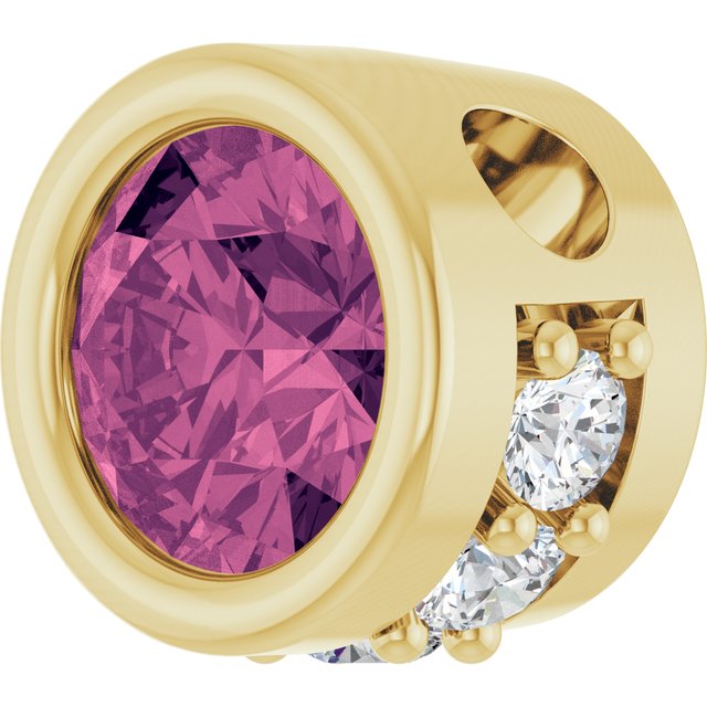 14K Yellow Gold Round 4Mm I1, G-H Polished Natural Gemstone And .07 Ctw Natural Diamond Pendant