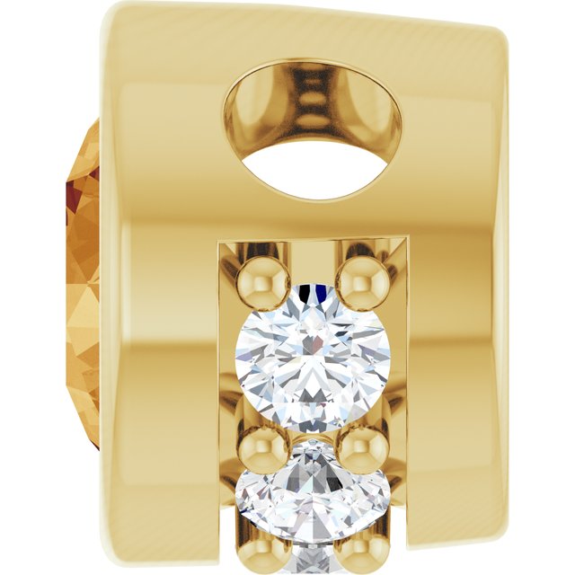 14K Yellow Gold Round 4Mm I1, G-H Polished Natural Gemstone And .07 Ctw Natural Diamond Pendant