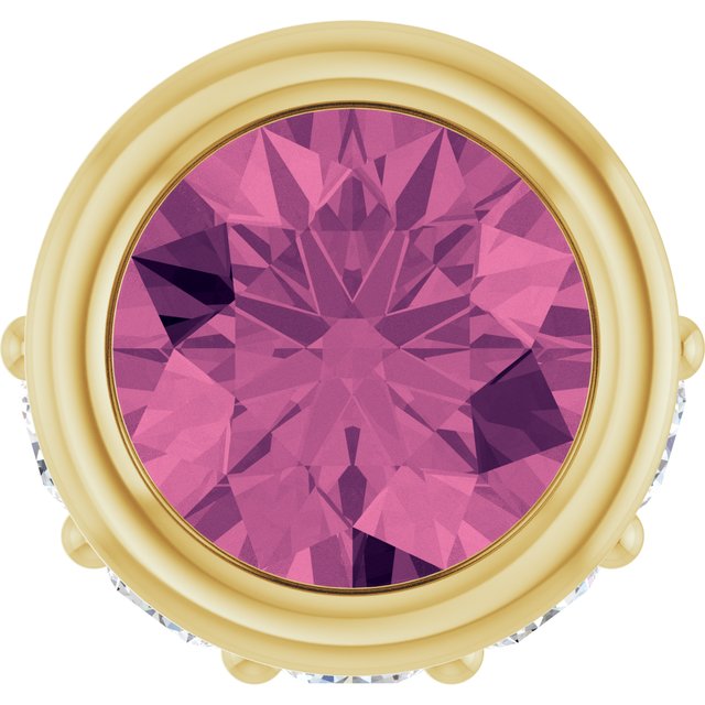 14K Yellow Gold Round 4Mm I1, G-H Polished Natural Gemstone And .07 Ctw Natural Diamond Pendant