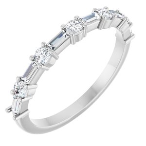 14K White Gold Straight Baguette 3 X 1.25 Mm Polished 3/8 Ctw Lab-Grown Diamond Anniversary Band Size 7