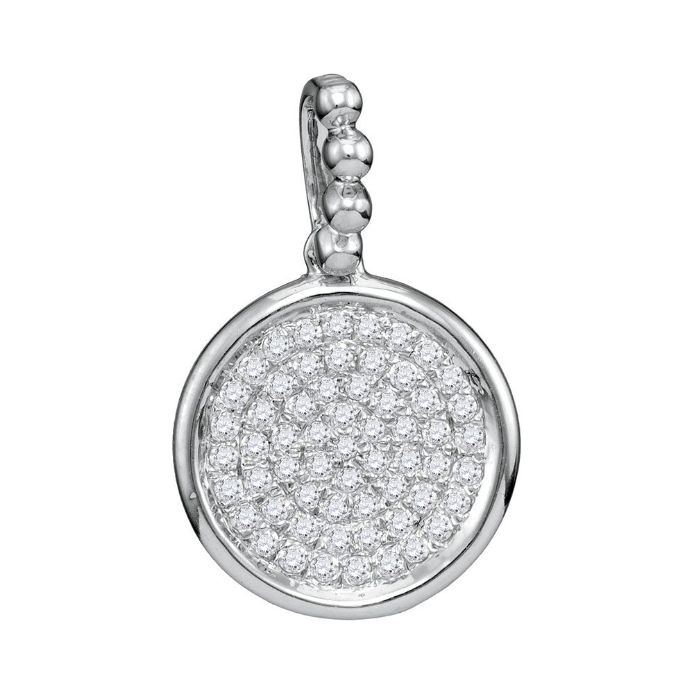 10K White Gold Womens Round Diamond Cluster Circle Pendant 1/6 Cttw