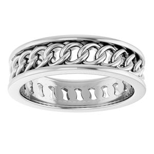 14K White Gold 6.3 Mm Polished French Curb Link Band Size 10