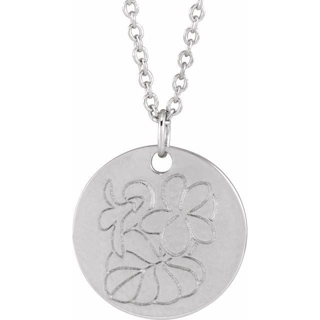 Sterling Silver Polished Birth Flower 16-18" Necklace