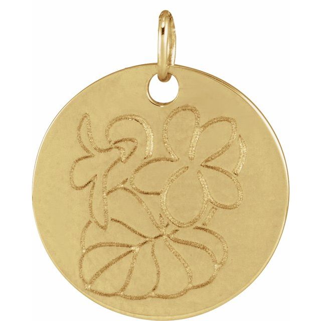 14K Yellow Gold Or Sterling Silver Polished Birth Flower Pendant
