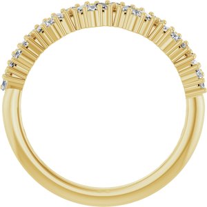 14K Yellow Gold Straight Baguette 2.5 X 1 Mm Polished 3/8 Ctw Natural Diamond Scattered Anniversary Band Size 7