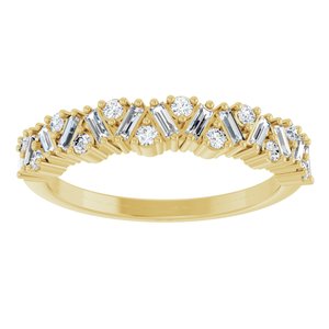 14K Yellow Gold Straight Baguette 2.5 X 1 Mm Polished 3/8 Ctw Lab-Grown Diamond Scattered Anniversary Band Size 7