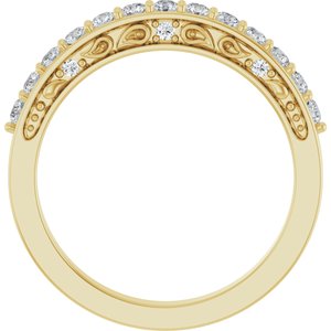 14K Yellow Gold Natural Diamond Round 2 Mm Natural Diamond Polished 3/8 Ctw Natural Diamond Anniversary Band Size 7