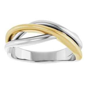14K White/Yellow Gold Polished Freeform Ring Size 7