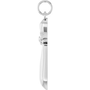 14K White Gold 19.9 X 12.5 Mm Polished Heart Angel Wing Cross Pendant