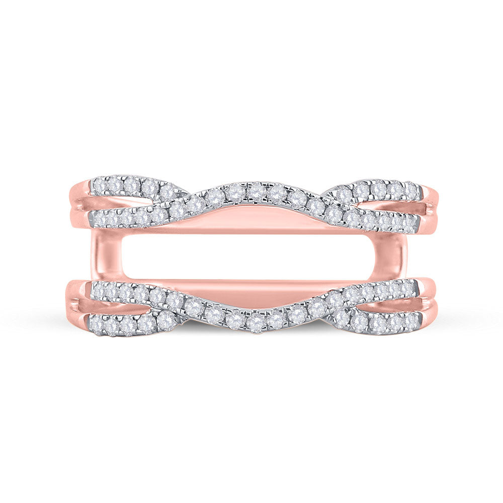 14K Rose Gold Womens Round Diamond Wrap Enhancer Wedding Band 1/3 Cttw, Womens Size: 5-10