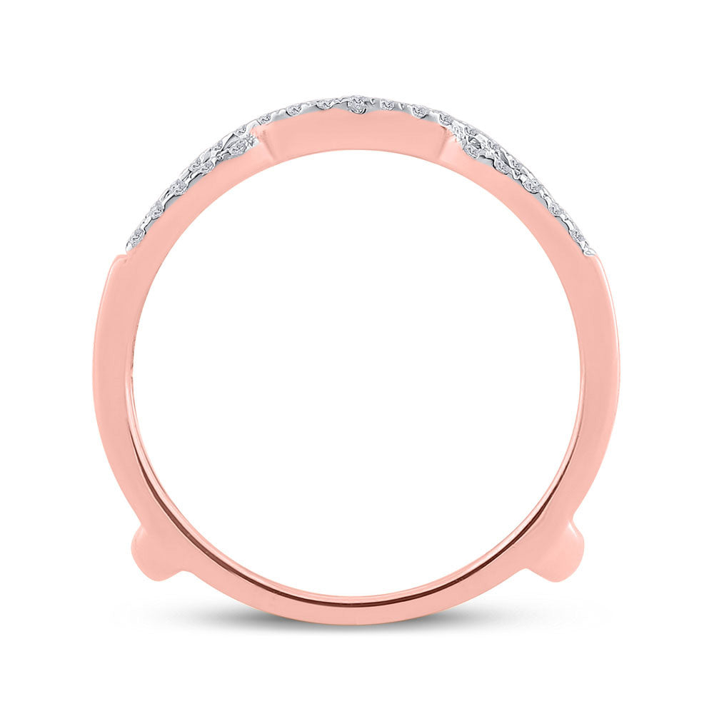 14K Rose Gold Womens Round Diamond Wrap Enhancer Wedding Band 1/3 Cttw, Womens Size: 5-10