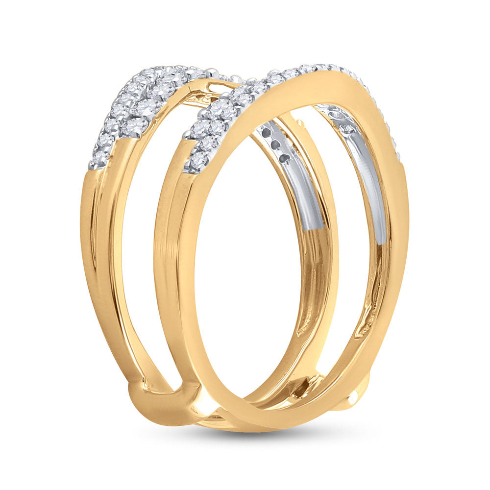 14K Yellow Gold Womens Round Diamond Wedding Wrap Ring Guard Enhancer 1/2 Cttw, Womens Size: 5-10