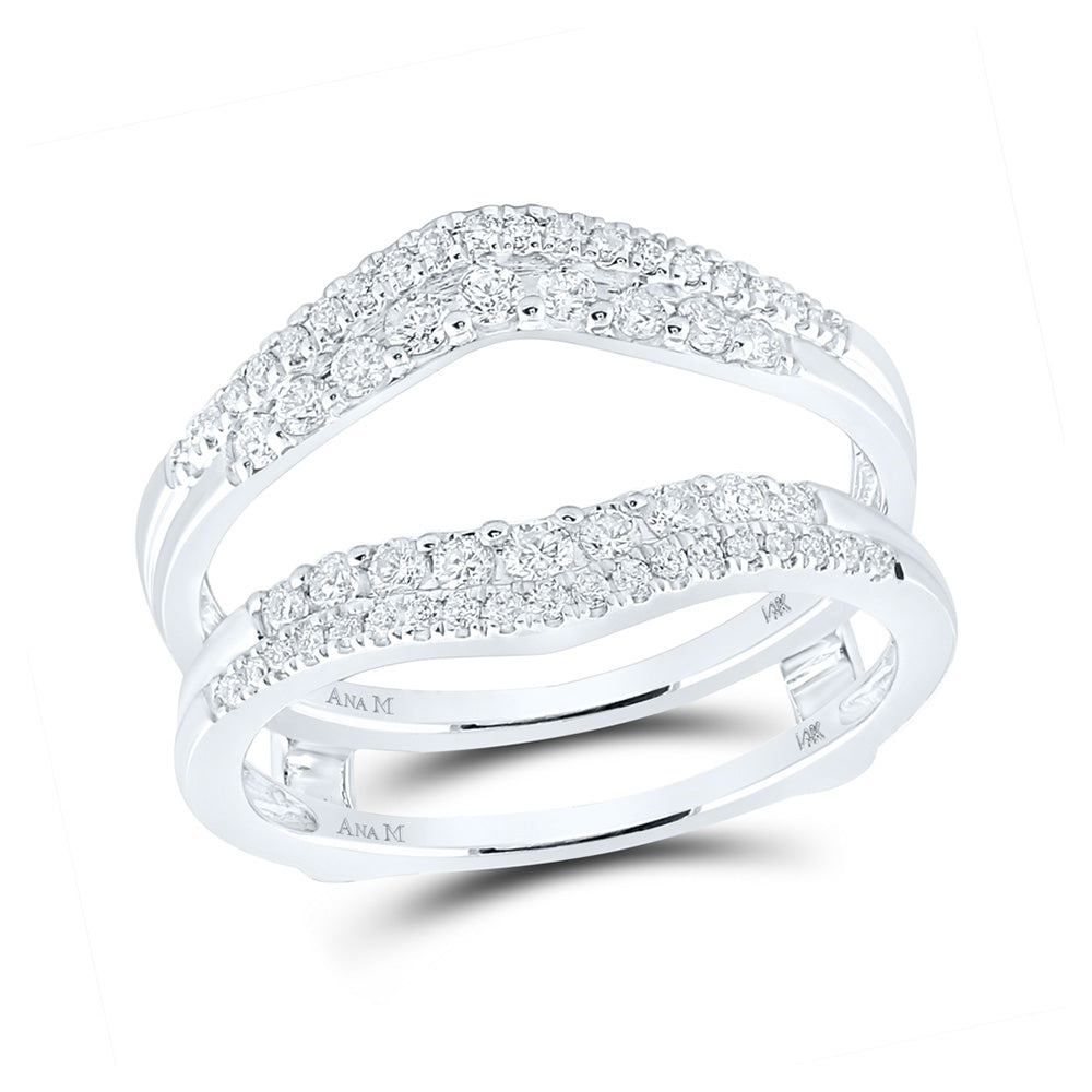 14K White Gold Womens Round Diamond Wrap Ring Guard Enhancer 1/2 Cttw, Womens Size: 5-10
