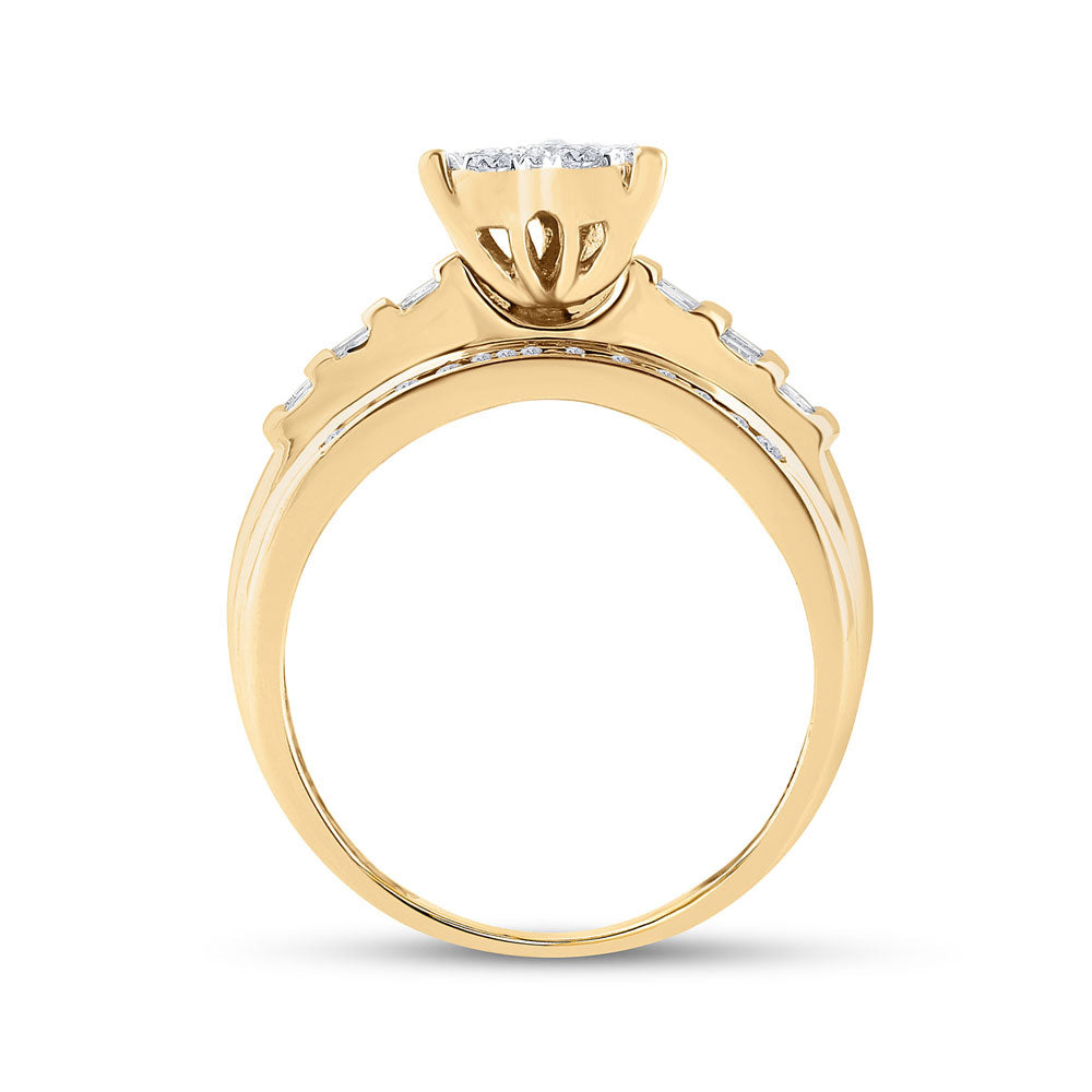 10K White Or Yellow Gold Round Diamond Heart Bridal Wedding Engagement Ring , Womens Size: 5-10