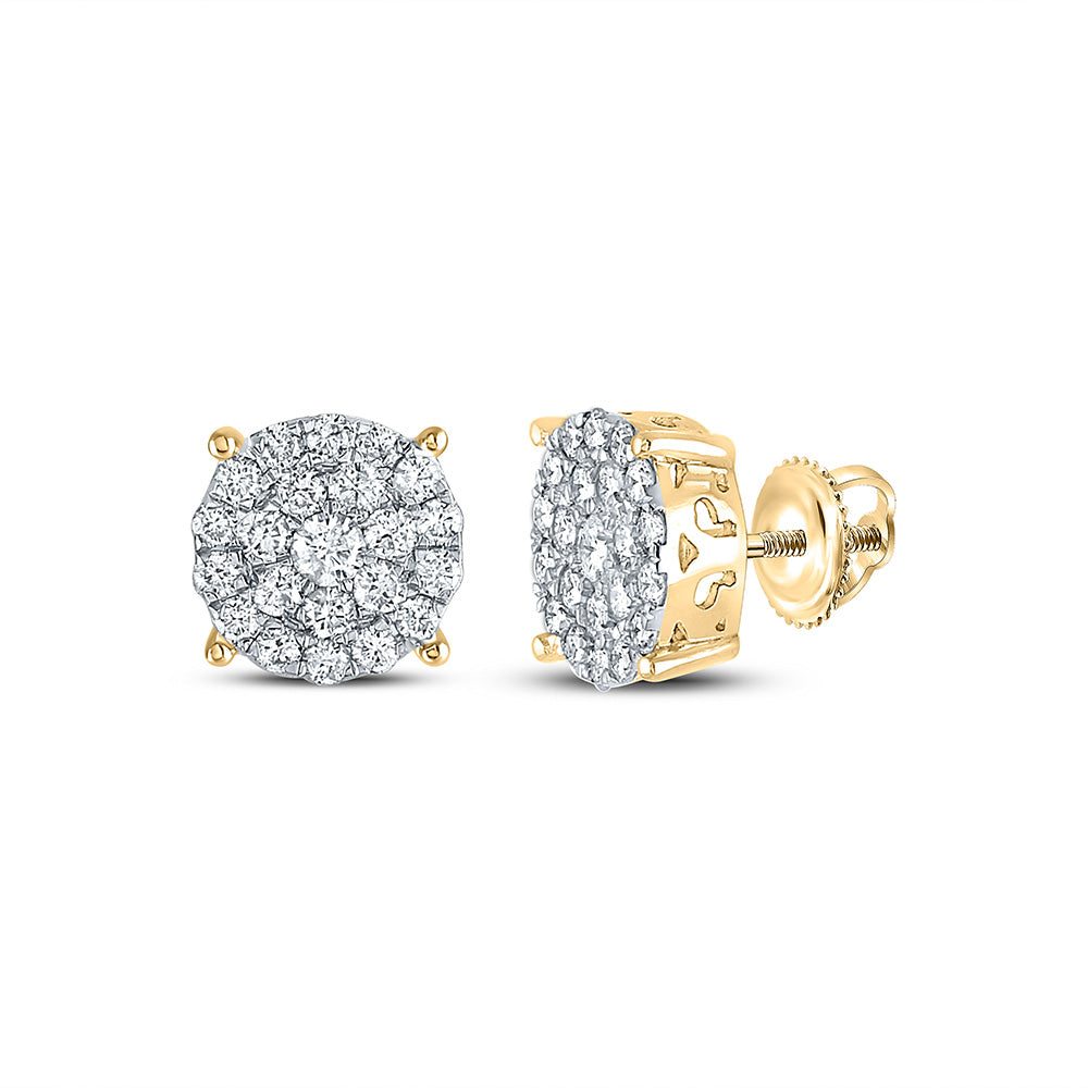 10K White Or Yellow Gold Womens Round Diamond Cluster Earrings