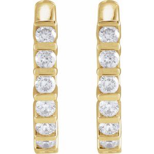 14K Yellow Gold Pair Round Shape 1.8Mm I1, Gh 1/3 Ctw Natural Diamond Channel-Set Hinged Hoop Earrings, Length: 15.01 Mm, Thickness: 1.9 Mm