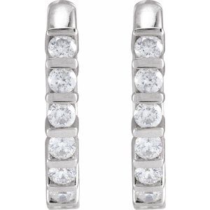 14K White Gold Pair Round Shape 1.5Mm I1, Gh 1/6 Ctw Natural Diamond Channel-Set Hinged Hoop Earrings, Length: 10.7 Mm, Thickness: 1.83 Mm