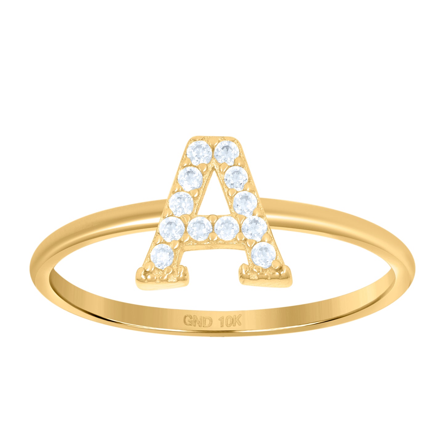 10K Yellow Gold Womens Cubic Zirconia Initial Alphabet Bridal Anniversary Engagement Wedding Ring