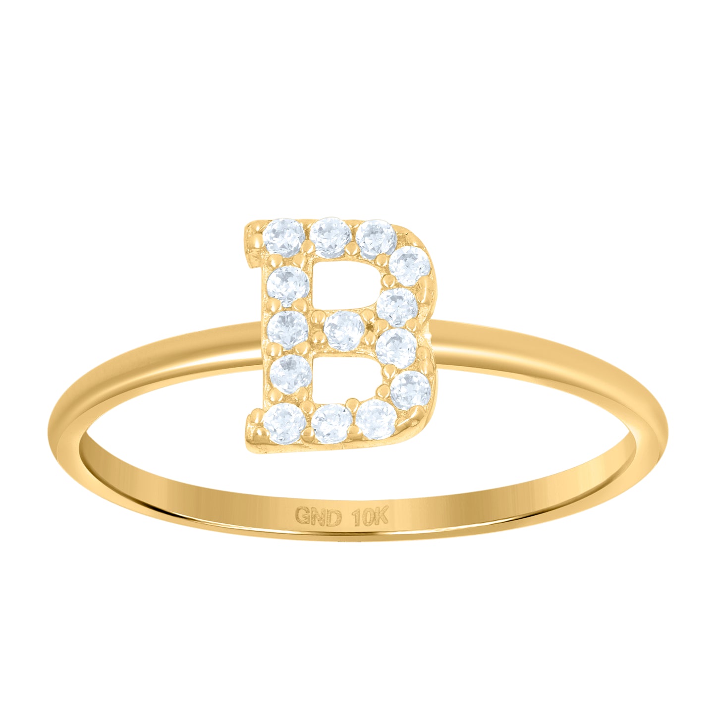 10K Yellow Gold Womens Cubic Zirconia Initial Alphabet Bridal Anniversary Engagement Wedding Ring