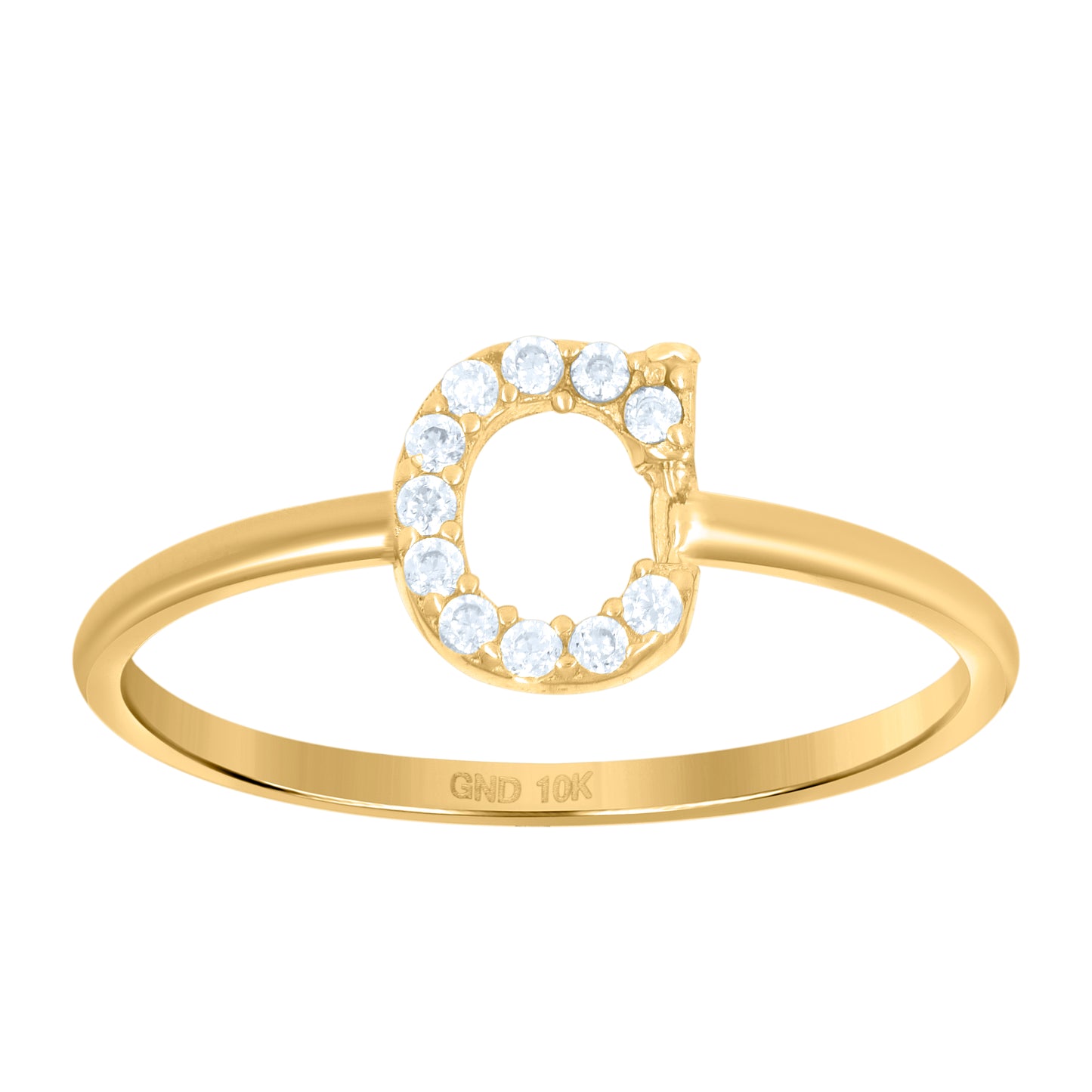 10K Yellow Gold Womens Cubic Zirconia Initial Alphabet Bridal Anniversary Engagement Wedding Ring