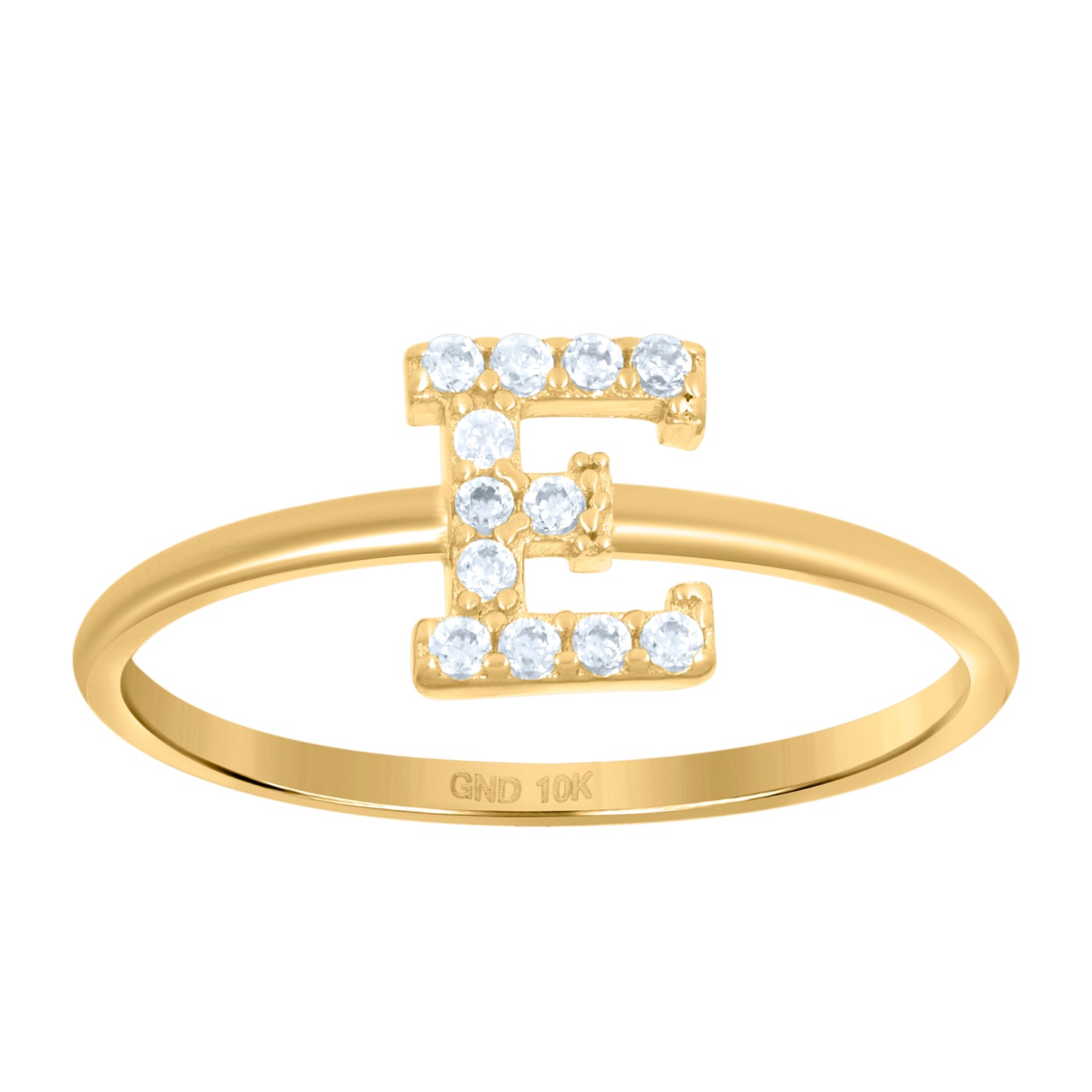 10K Yellow Gold Womens Cubic Zirconia Initial Alphabet Bridal Anniversary Engagement Wedding Ring