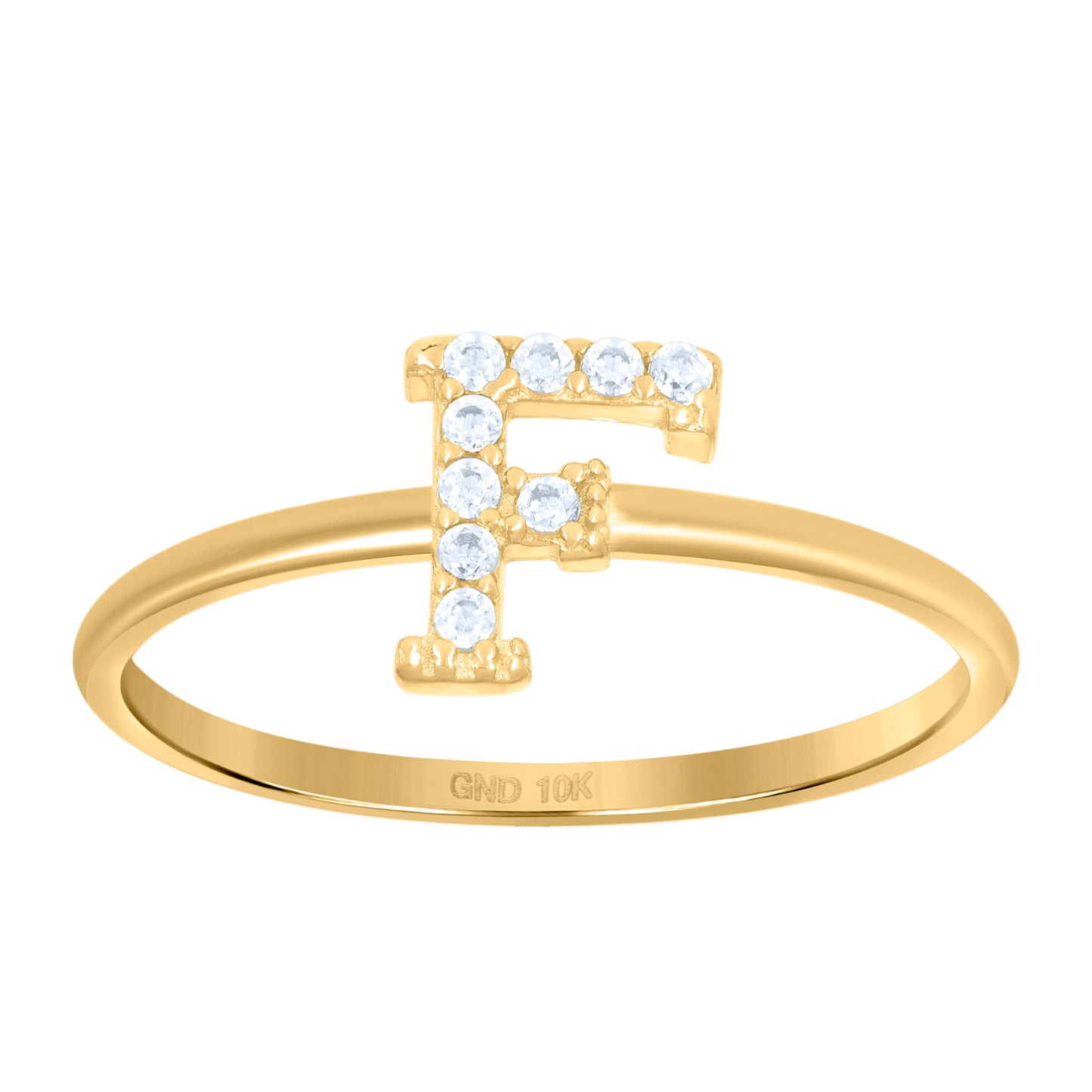 10K Yellow Gold Womens Cubic Zirconia Initial Alphabet Bridal Anniversary Engagement Wedding Ring