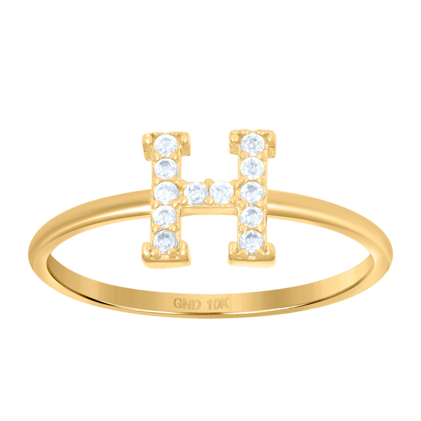10K Yellow Gold Womens Cubic Zirconia Initial Alphabet Bridal Anniversary Engagement Wedding Ring
