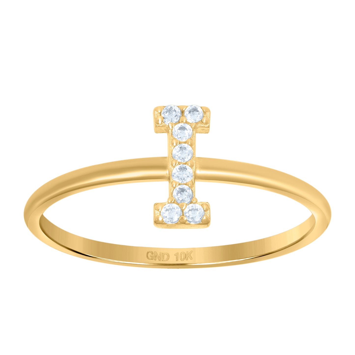 10K Yellow Gold Womens Cubic Zirconia Initial Alphabet Bridal Anniversary Engagement Wedding Ring