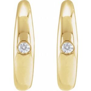 14K Yellow Gold Pair Round Shape 1.5Mm I1, Gh .03 Ctw Natural Diamond Hoop Earrings, Length: 12.01 Mm, Thickness: 2.75 Mm