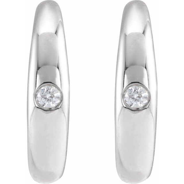 Sterling Silver Round 12.01 Mm 2.75 Mm 1.5Mm I1, Gh Pair Friction Backs Included Polished .03 Ctw Natural Diamond Hoop Earrings