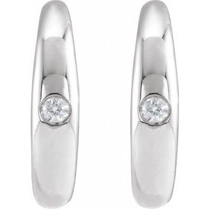 14K White Gold Pair Round Shape 1.5Mm I1, Gh .03 Ctw Natural Diamond Hoop Earrings, Length: 12.01 Mm, Thickness: 2.75 Mm