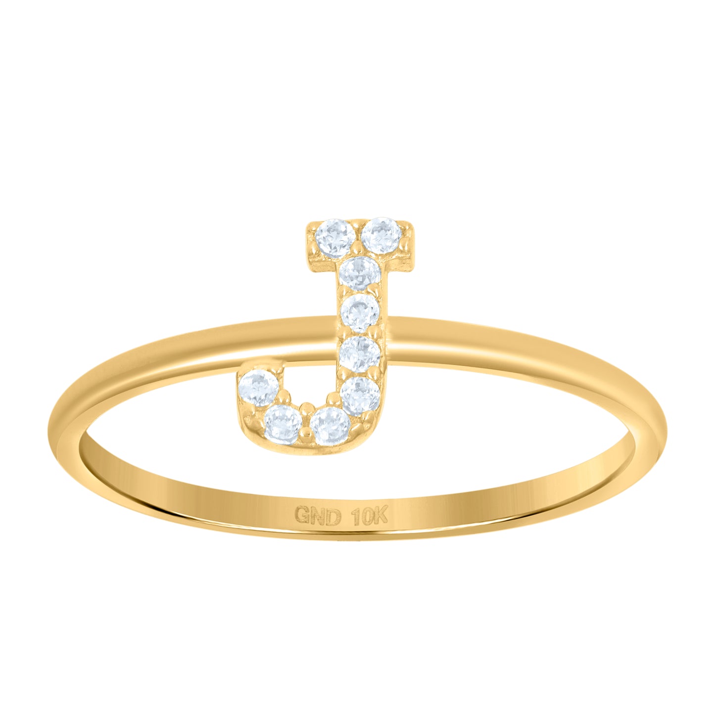 10K Yellow Gold Womens Cubic Zirconia Initial Alphabet Bridal Anniversary Engagement Wedding Ring