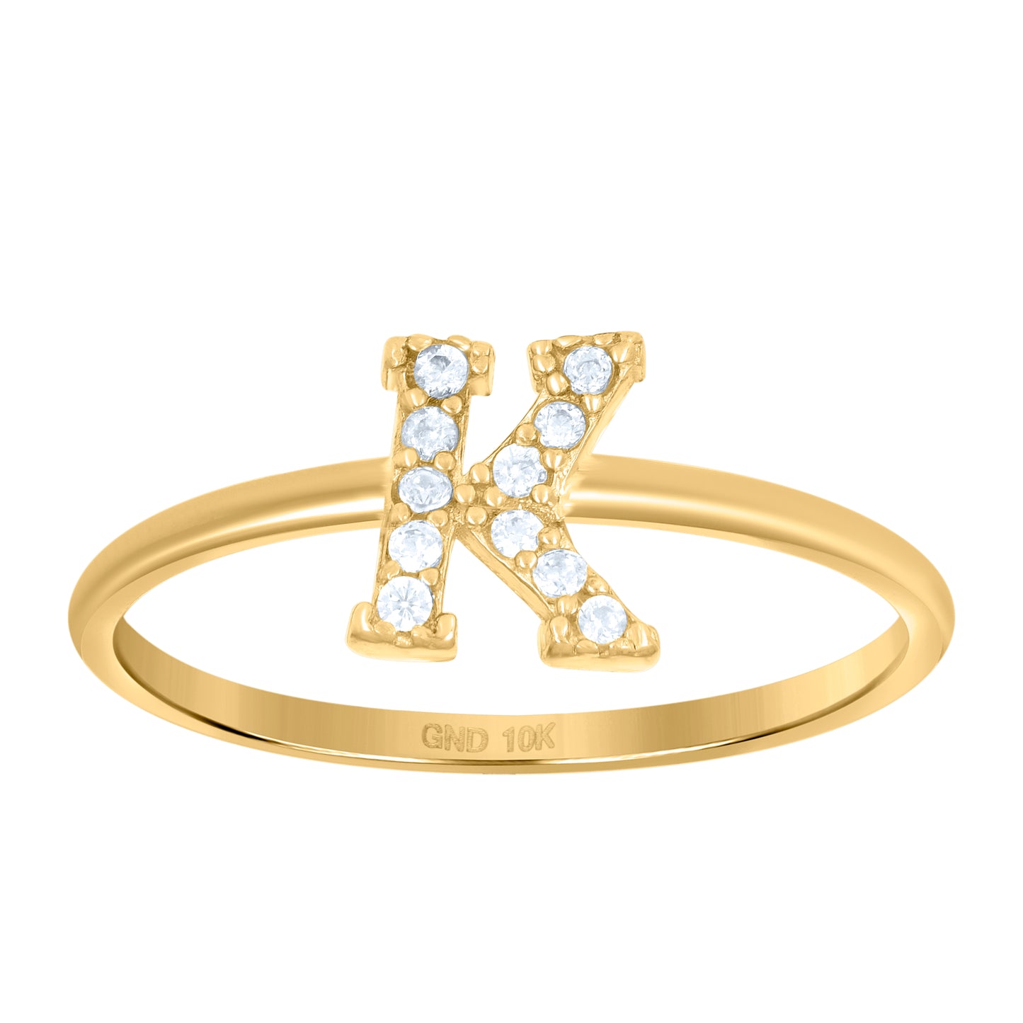 10K Yellow Gold Womens Cubic Zirconia Initial Alphabet Bridal Anniversary Engagement Wedding Ring