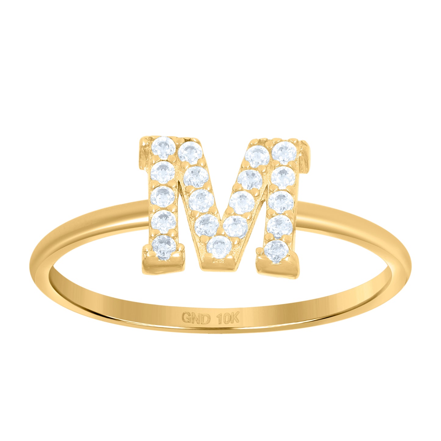 10K Yellow Gold Womens Cubic Zirconia Initial Alphabet Bridal Anniversary Engagement Wedding Ring